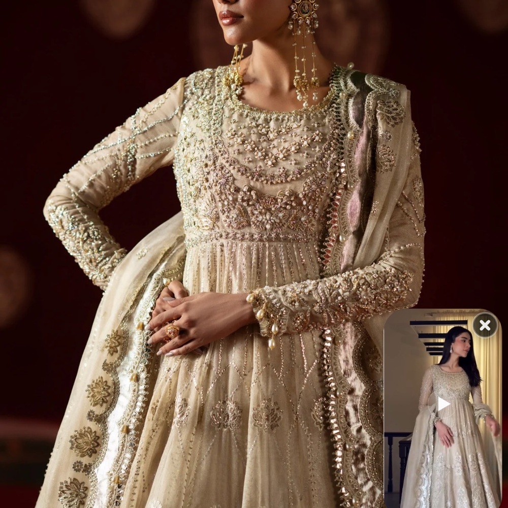 NWT- Saad Bin Shahzad - Embellished Ivory Women’s Anarkali Dress